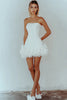 Load image into Gallery viewer, White Satin Strapless Graduation Dress with Ruffles