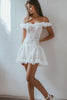 Load image into Gallery viewer, White A Line Off the Shoulder Graduation Dress with Lace Appliques