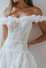 Load image into Gallery viewer, White A Line Off the Shoulder Graduation Dress with Lace Appliques