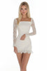 Load image into Gallery viewer, White Bodycon Satin Graduation Dress with Lace