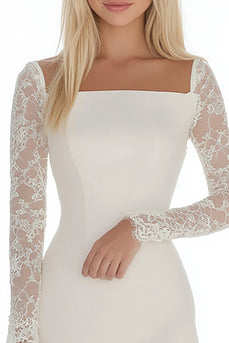 White Bodycon Satin Graduation Dress with Lace