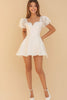 Load image into Gallery viewer, White A Line Satin Lace Appliqued Graduation Dress