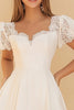 Load image into Gallery viewer, White A Line Satin Lace Appliqued Graduation Dress