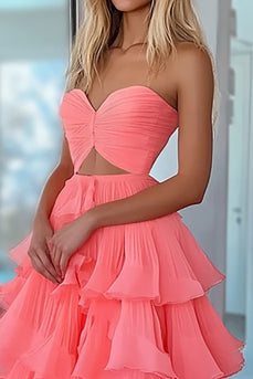 Sunset Ball Gown Tulle Strapless Long Prom Dress