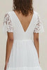 Load image into Gallery viewer, White Chiffon Tiered Long Rehearsal Dinner Dress with Lace Sleeves