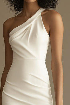 One Shoulder Sheath Little White Dress