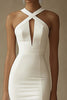 Load image into Gallery viewer, White Mermaid Keyhole Long Rehearsal Dinner Dress with Slit