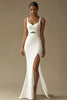 Load image into Gallery viewer, White Sweetheart Mermaid Long Rehearsal Dinner Dress with Slit