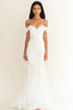 Load image into Gallery viewer, White Off the Shoulder Mermaid Pleated Long Rehearsal Dinner Dress