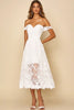 Load image into Gallery viewer, Off the Shoulder White A Line Long Rehearsal Dinner Dress with Lace