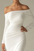 Load image into Gallery viewer, White Chiffon Off the Shoulder Sheath Long Rehearsal Dinner Dress with Sleeves