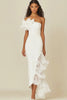 Load image into Gallery viewer, White Sheath Asymmetrical Long Rehearsal Dinner Dress