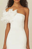 Load image into Gallery viewer, White Sheath Asymmetrical Long Rehearsal Dinner Dress