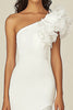 Load image into Gallery viewer, White Sheath Asymmetrical High Low Rehearsal Dinner Dress