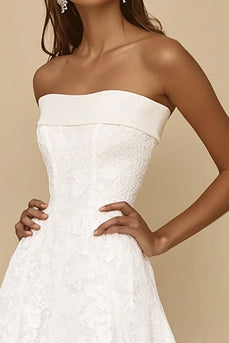 White A Line Lace Long Rehearsal Dinner Dress