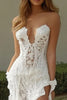 Load image into Gallery viewer, Lace White Strapless Long Rehearsal Dinner Dress with Slit