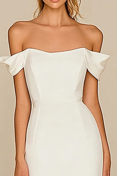 White Off the Shoulder Mermaid Long Rehearsal Dinner Dress