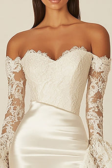 Satin Sheath Sweetheart Little White Dress with Lace