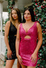 Load image into Gallery viewer, Sparkly Fuchsia V-Neck Bodycon Homecoming Dress with Sequins