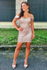 Load image into Gallery viewer, Fuchsia Off the Shoulder Tight Homecoming Dress with Sequins