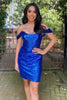 Load image into Gallery viewer, Fuchsia Off the Shoulder Tight Homecoming Dress with Sequins