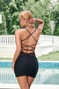 Load image into Gallery viewer, Sparkly Black Spaghetti Straps Tight Corset Short Homecoming Dress