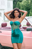 Load image into Gallery viewer, Dark Green Strapless Corset Short Homecoming Dress with Beading