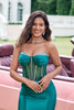 Load image into Gallery viewer, Dark Green Strapless Corset Short Homecoming Dress with Beading