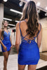 Load image into Gallery viewer, Sparkly Royal Blue Lace-Up Back Tight Homecoming Dress with Sequins