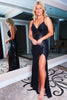 Load image into Gallery viewer, Sheath Spaghetti Straps Black Sequins Long Prom Dress with Silt