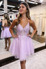 Load image into Gallery viewer, Glitter Lilac A-Line Spaghetti Straps Corset Homecoming Dress with Lace