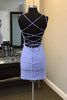 Load image into Gallery viewer, Glitter Blue Spaghetti Straps Bodycon Corset Homecoming Dress with Beading