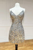 Load image into Gallery viewer, Sparkly Silver Spaghetti Straps Sequined Bodycon Homecoming Dress