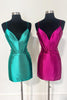 Load image into Gallery viewer, Simple Green Spaghetti Straps Corset Satin Short Homecoming Dress