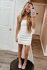 Load image into Gallery viewer, White Strapless Bodycon Homecoming Dress with Bow
