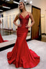 Load image into Gallery viewer, Navy Spaghetti Straps Sparkly Mermaid Long Prom Dress with Beading