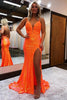 Load image into Gallery viewer, Turquoise Spaghetti Straps Sparkly Long Prom Dress with Slit