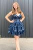 Load image into Gallery viewer, Sparkly Spaghetti Straps Sequins Blue Short Homecoming Dress