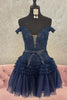 Load image into Gallery viewer, Fuchsia A-Line Off The Shoulder Homecoming Dress With Belt
