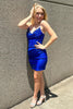 Load image into Gallery viewer, Sparkly Royal Blue Spaghetti Straps Corset Homecoming Dress with Beading