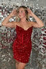 Load image into Gallery viewer, Sparkly Fuchsia Bodycon Sweetheart Homecoming Dress with Sequins