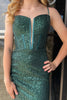 Load image into Gallery viewer, Sparkly Dark Green Spaghetti Straps Corset Homecoming Dress with Sequins