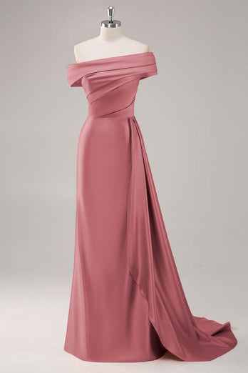 Elegant Champagne Off the Shoulder Long Formal Dress with Side Cape