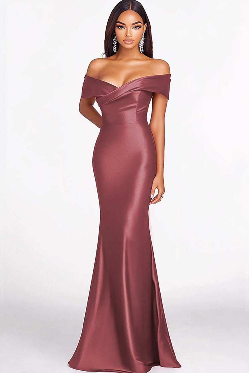 Load image into Gallery viewer, Elegant Red Off the Shoulder Mermaid Long Formal Dress