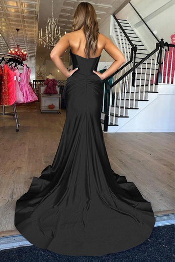 Dark Green Mermaid Sweetheart Long Prom Dress with Slit