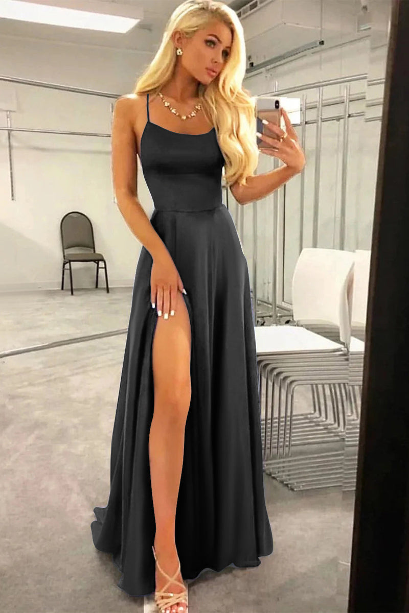 Load image into Gallery viewer, Black Halter Backless A Line Prom Dress