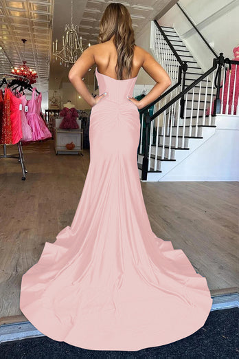 Gold Mermaid Sweetheart Long Prom Dress with Slit