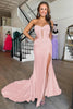 Load image into Gallery viewer, Gold Mermaid Sweetheart Long Prom Dress with Slit