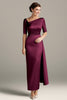 Load image into Gallery viewer, Silver Grey Asymmetrical Ruched Satin Mother of the Bride Dress