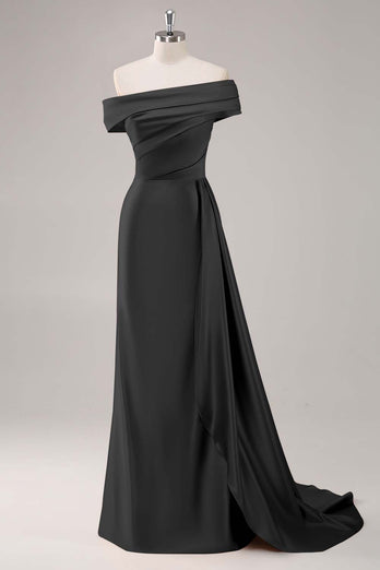 Elegant Champagne Off the Shoulder Long Formal Dress with Side Cape